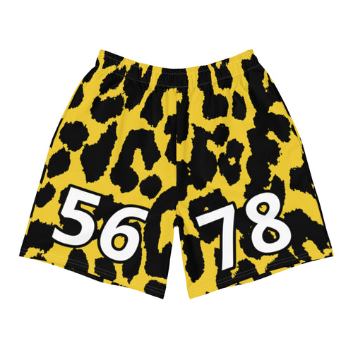 5678 Yellow Leopard Athletic Long Shorts