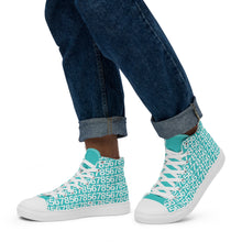 Load image into Gallery viewer, Men’s Turquoise Hightop Canvas Shoes