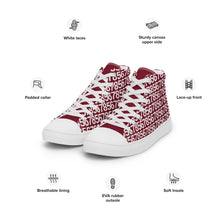 Load image into Gallery viewer, Men’s Burgundy High Top Canvas Shoes