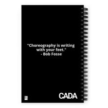 Load image into Gallery viewer, Black Choreography Spiral notebook
