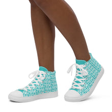 Load image into Gallery viewer, Women’s Turquoise High Top Canvas Shoes